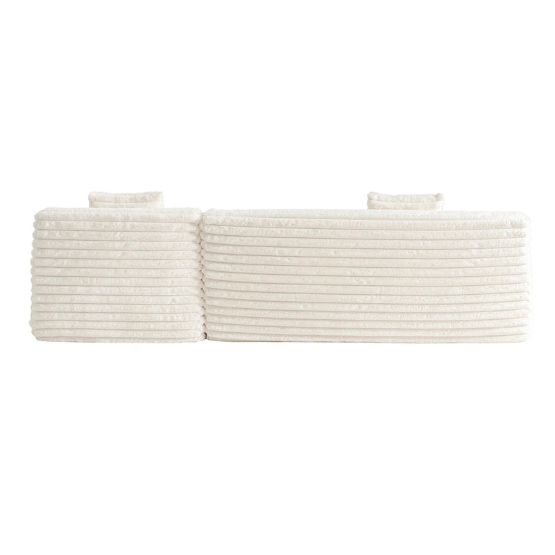 110 Faux Fur Cloud 3-Seater sat L-Shaped Sectional Sofa with Two Included Throw Pillows