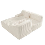 110 Faux Fur Cloud 3-Seater sat L-Shaped Sectional Sofa with Two Included Throw Pillows