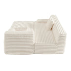 110 Faux Fur Cloud 3-Seater sat L-Shaped Sectional Sofa with Two Included Throw Pillows