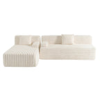 110 Faux Fur Cloud 3-Seater sat L-Shaped Sectional Sofa with Two Included Throw Pillows