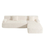 110 Faux Fur Cloud 3-Seater sat L-Shaped Sectional Sofa with Two Included Throw Pillows