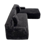 110 Faux Fur Cloud 3-Seater sat L-Shaped Sectional Sofa with Two Included Throw Pillows