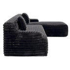 110 Faux Fur Cloud 3-Seater sat L-Shaped Sectional Sofa with Two Included Throw Pillows