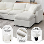 Beige 130 Chenille U-Shaped Sleeper Sectional Sofa, Modular Design