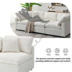 Beige 130 Chenille U-Shaped Sleeper Sectional Sofa, Modular Design