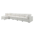 Beige 130 Chenille U-Shaped Sleeper Sectional Sofa, Modular Design