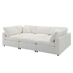Beige 130 Chenille U-Shaped Sleeper Sectional Sofa, Modular Design