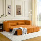 Modern 68 Foam 3 in 1 Pull-Out 3-seaters Bed Sleeper Sofa with Copper Nails and Two Drawers