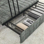 Modern 68 Foam 3 in 1 Pull-Out 3-seaters Bed Sleeper Sofa with Copper Nails and Two Drawers