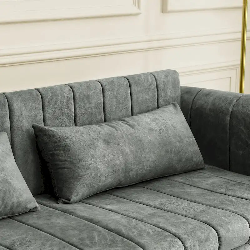 Modern 68 Foam 3 in 1 Pull-Out 3-seaters Bed Sleeper Sofa with Copper Nails and Two Drawers