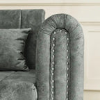 Modern 68 Foam 3 in 1 Pull-Out 3-seaters Bed Sleeper Sofa with Copper Nails and Two Drawers