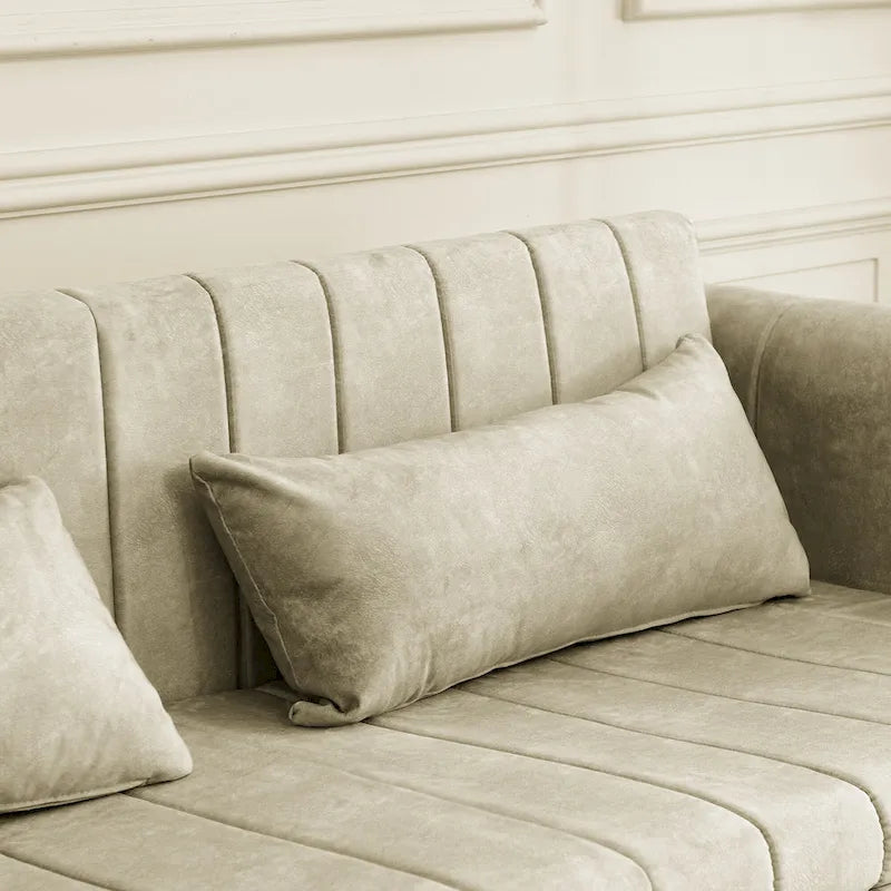 Modern 68 Foam 3 in 1 Pull-Out 3-seaters Bed Sleeper Sofa with Copper Nails and Two Drawers