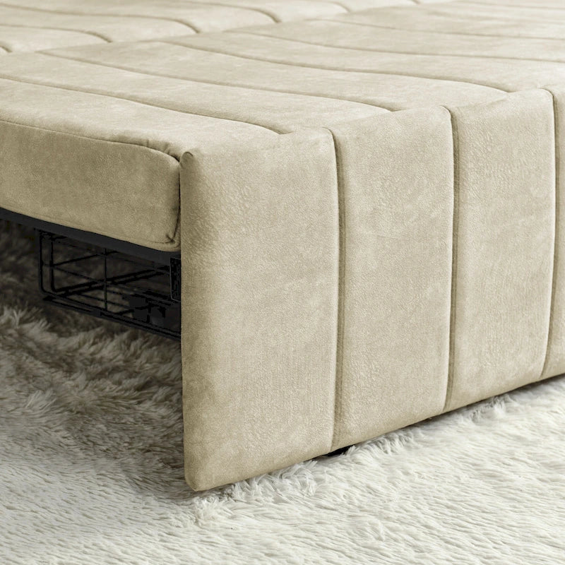 Modern 68 Foam 3 in 1 Pull-Out 3-seaters Bed Sleeper Sofa with Copper Nails and Two Drawers