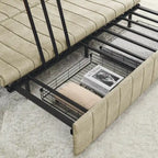 Modern 68 Foam 3 in 1 Pull-Out 3-seaters Bed Sleeper Sofa with Copper Nails and Two Drawers