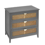 3-Drawer Bachelors Chest Cabinet with Hollow-Carved, Natural Rattan, American Furniture, Suitable for Bedroom, Living room