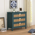 3-Drawer Bachelors Chest Cabinet with Hollow-Carved, Natural Rattan, American Furniture, Suitable for Bedroom, Living room