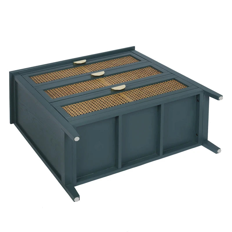 3-Drawer Bachelors Chest Cabinet with Hollow-Carved, Natural Rattan, American Furniture, Suitable for Bedroom, Living room