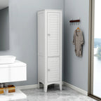 5-tier Narrow Freestanding Bathroom Cabinet with 2-shutter Doors - 15.35 x 15.35 x 63.00