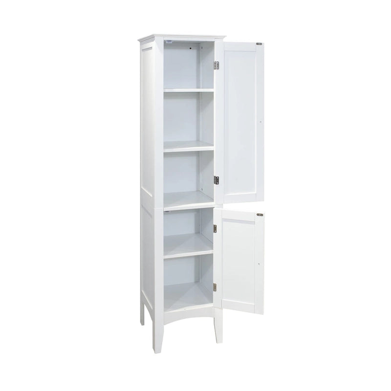 5-tier Narrow Freestanding Bathroom Cabinet with 2-shutter Doors - 15.35 x 15.35 x 63.00