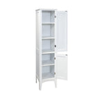 5-tier Narrow Freestanding Bathroom Cabinet with 2-shutter Doors - 15.35 x 15.35 x 63.00