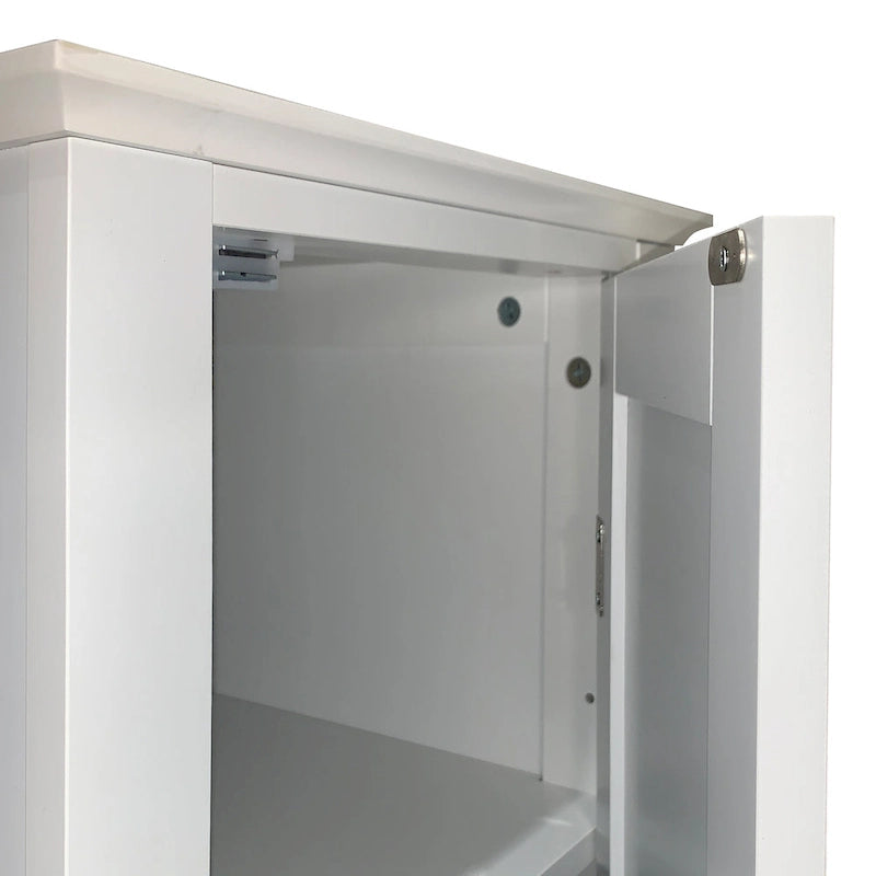 5-tier Narrow Freestanding Bathroom Cabinet with 2-shutter Doors - 15.35 x 15.35 x 63.00