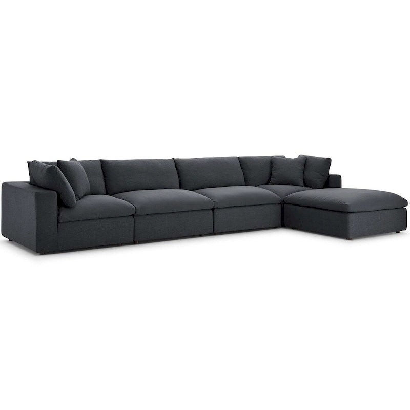 Hrazdan Fabric/Wood Down-filled Over-stuffed 5-piece Sectional Sofa Set