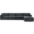 Hrazdan Fabric/Wood Down-filled Over-stuffed 5-piece Sectional Sofa Set