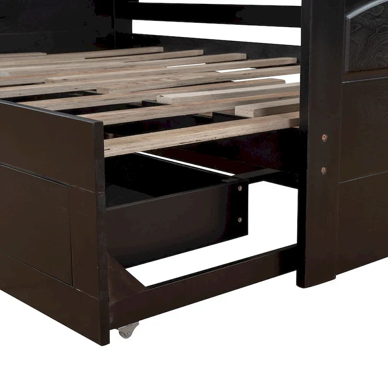 Wooden Daybed with Trundle Bed