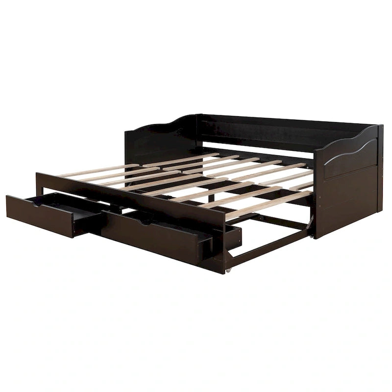 Wooden Daybed with Trundle Bed