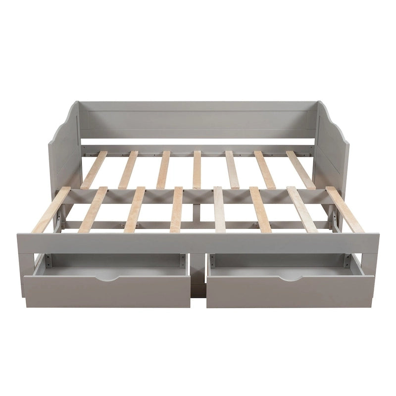 Wooden Daybed with Trundle Bed