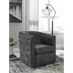 Brentlow Distressed Black Swivel Chair - 28.75 W x 31 D x 31.5 H