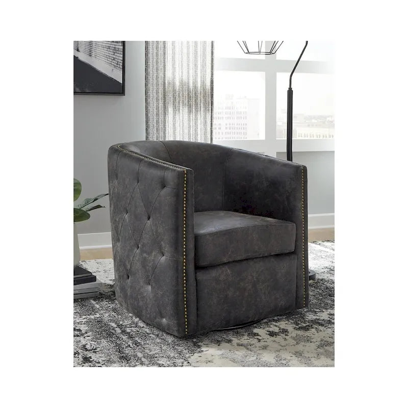Brentlow Distressed Black Swivel Chair - 28.75 W x 31 D x 31.5 H