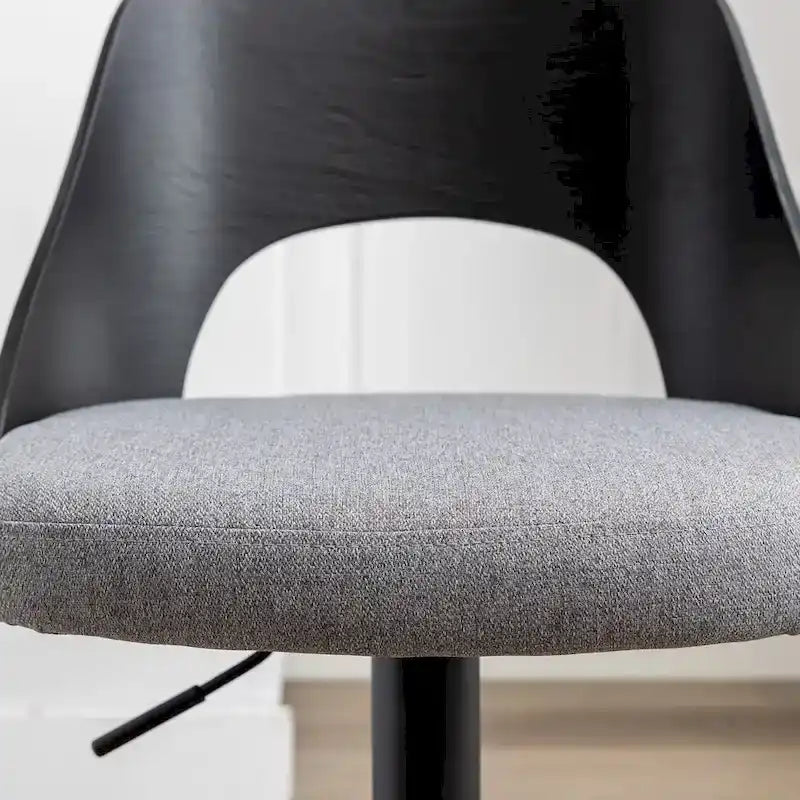 Adjustable Swivel Bar Stools Set of 2 with Fabric Upholstered Seat and Bentwood Back