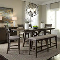 Dark Chestnut Gathering Table Set with Counter Chairs & Bench
