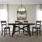 Dark Chestnut Gathering Table Set with Counter Chairs & Bench