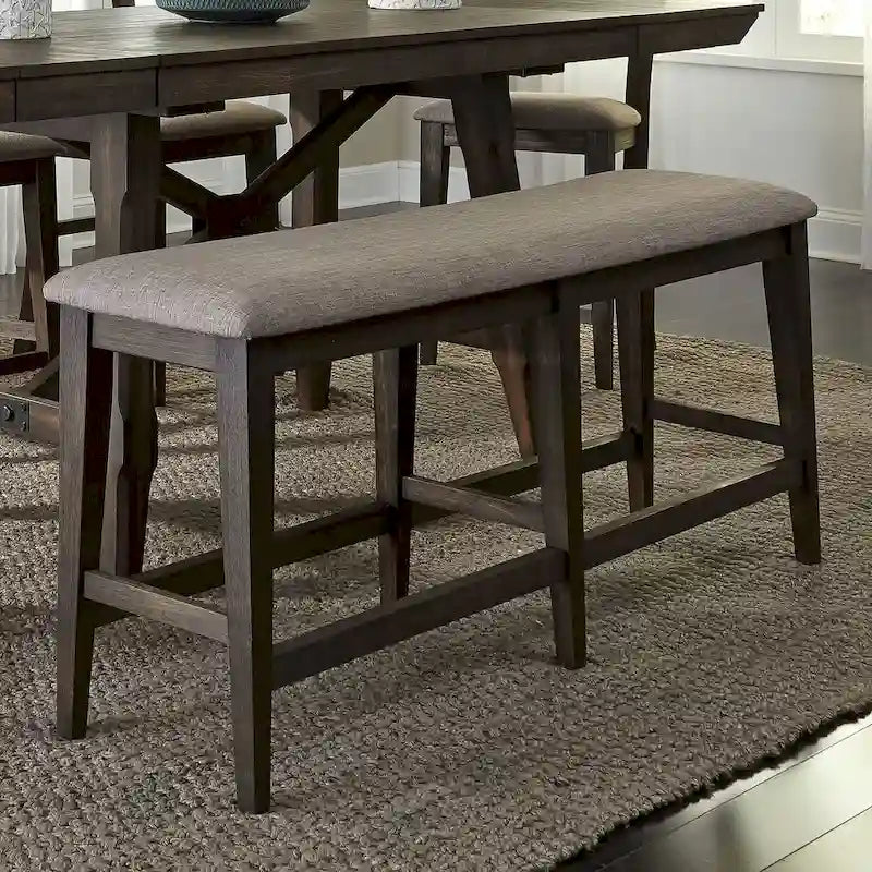 Dark Chestnut Gathering Table Set with Counter Chairs & Bench