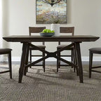 Dark Chestnut Gathering Table Set with Counter Chairs & Bench