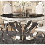 Round Marble Top Dining Table Set with Chrome Legs – Seats 4 to 6