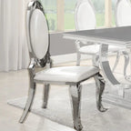 Round Marble Top Dining Table Set with Chrome Legs – Seats 4 to 6
