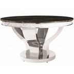 Round Marble Top Dining Table Set with Chrome Legs – Seats 4 to 6