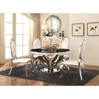 Round Marble Top Dining Table Set with Chrome Legs – Seats 4 to 6