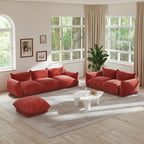 Chenille Modular Sectional Sofa with Ottoman – Down & Foam Cushions