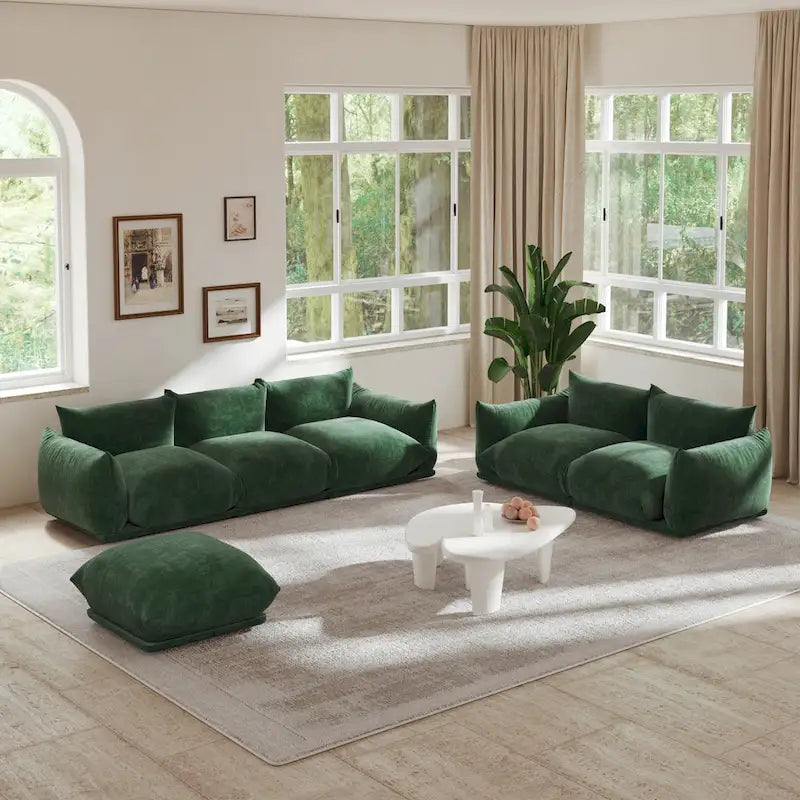 Chenille Fabric Modular Sectional Sofa Set with Ottoman