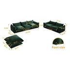 Chenille Modular Sectional Sofa with Ottoman – Down & Foam Cushions
