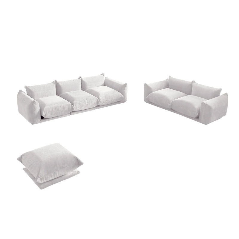 Chenille Modular Sectional Sofa with Ottoman – Down & Foam Cushions