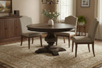 Dark Brown Wood Extendable Round Dining Table