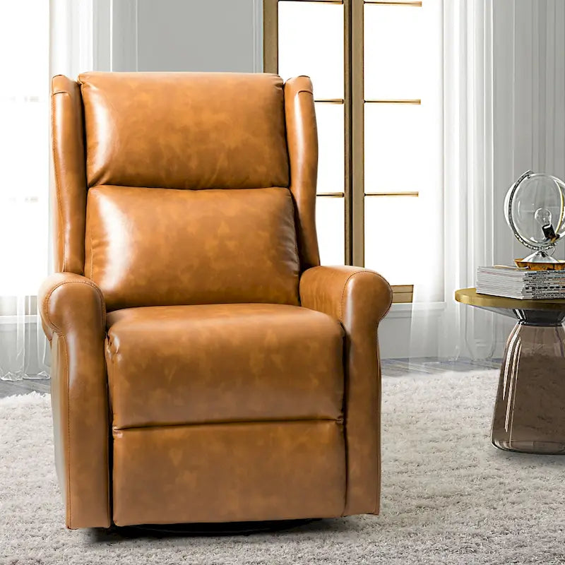 Baksoho Contemporary Faux Leather Swivel Nursery Chair with Metal Base by 