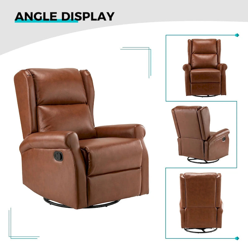 Baksoho Contemporary Faux Leather Swivel Nursery Chair with Metal Base by