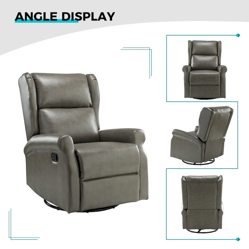 Baksoho Contemporary Faux Leather Swivel Nursery Chair with Metal Base by