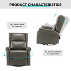 Baksoho Contemporary Faux Leather Swivel Nursery Chair with Metal Base by